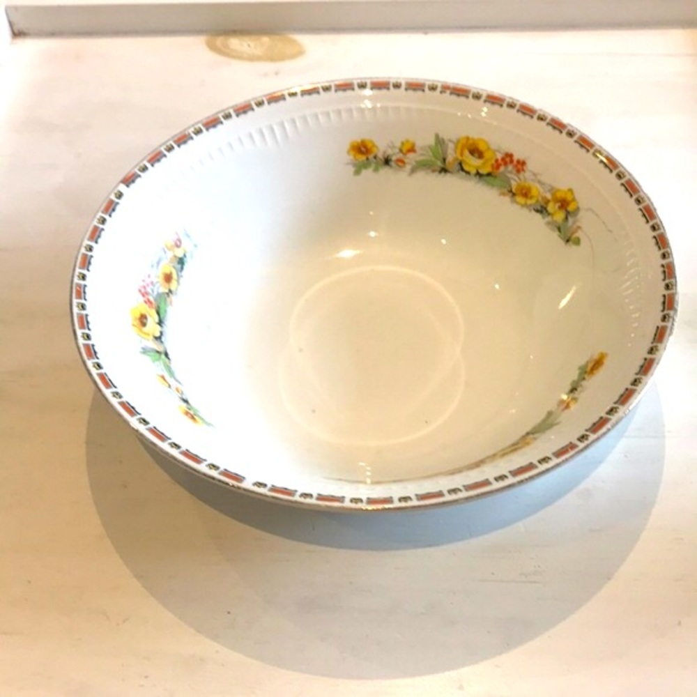 John Maddock & Sons 1930s Embassy Ironstone Art Deco Serving Bowl 8.5in
